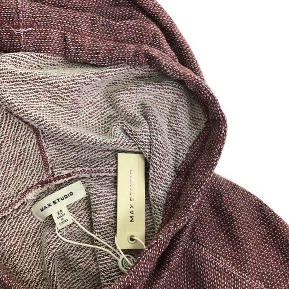 Max Studio NEW Burgundy Double Knit Tunic Hoodie Pullover Sweater Ret. $88 - Picture 7 of 7